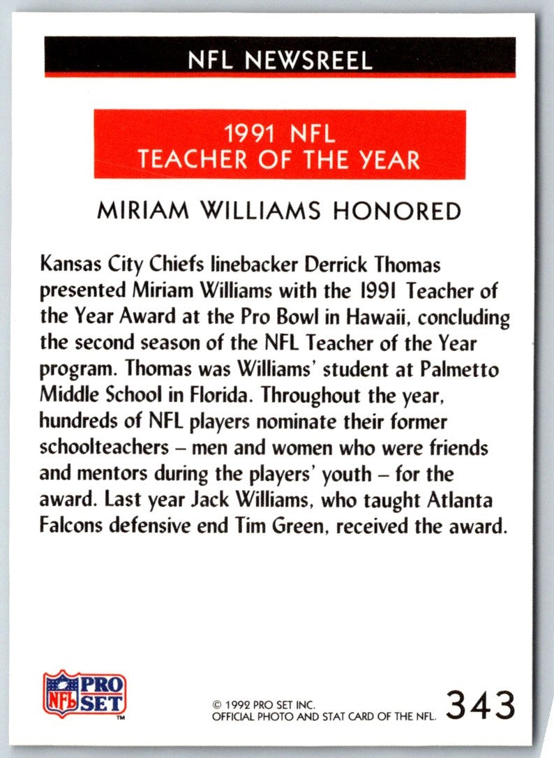 1992 Pro Set 1991 Teacher of the Year