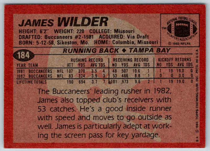 1983 Topps James Wilder