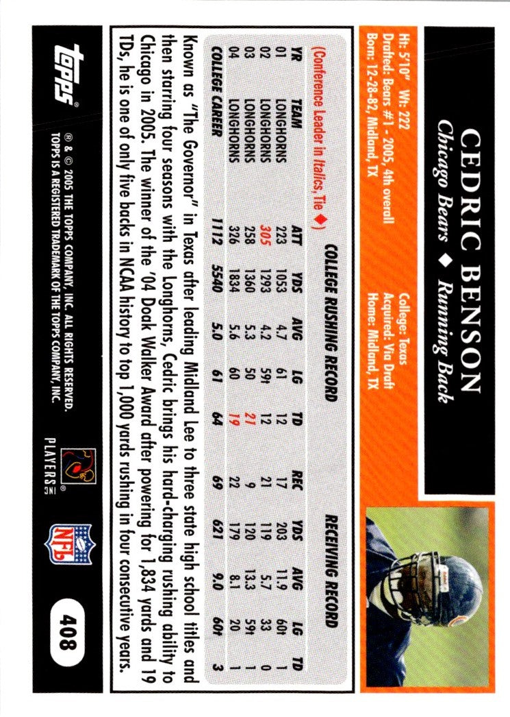 2005 Topps 50th Anniversary Rookies Cedric Benson