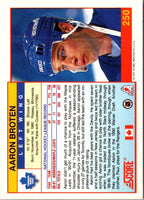 1991 Score Canadian Bilingual Aaron Broten #250