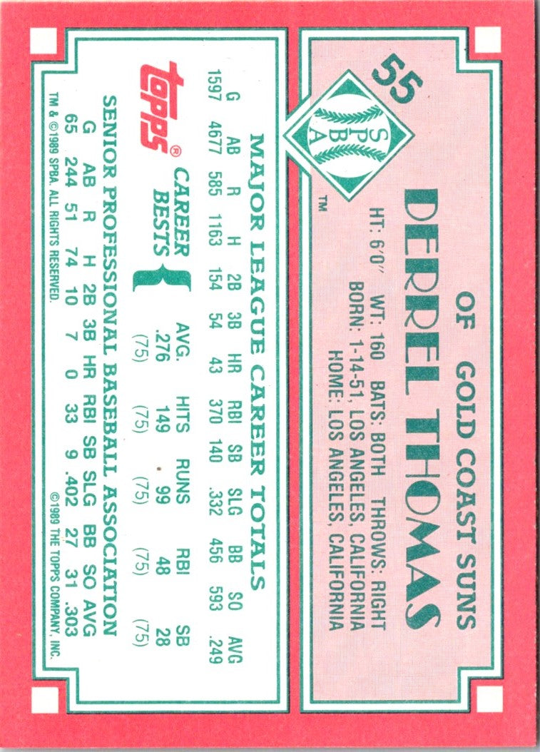 1989 Topps Senior League Derrel Thomas