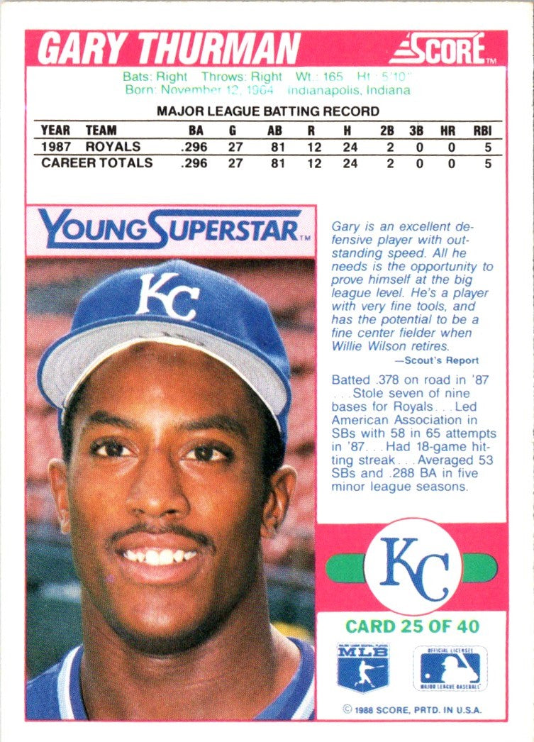 1988 Score Young Superstars II Gary Thurman
