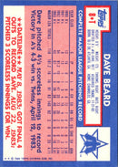 1984 Topps Traded Dave Beard