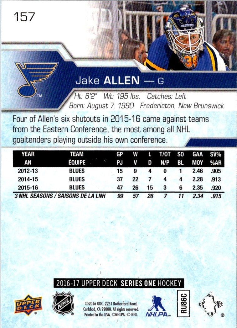 2016 Upper Deck Jake Allen