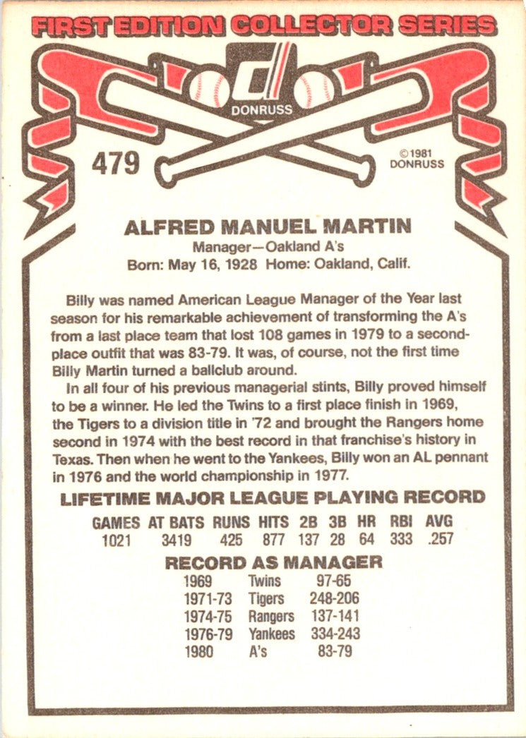 1981 Donruss Billy Martin