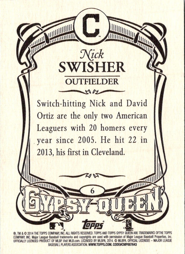 2014 Topps Gypsy Queen Nick Swisher #6