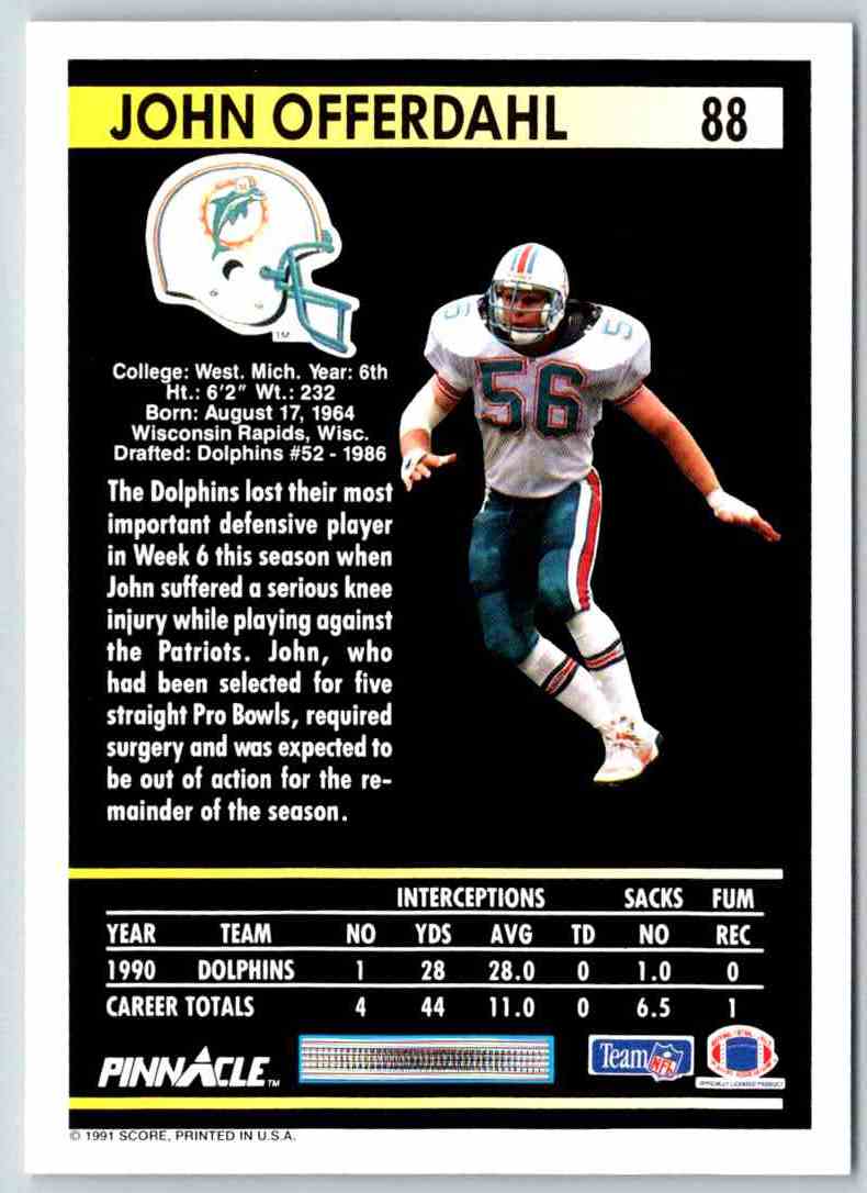 1991 Pinnacle John Offerdahl