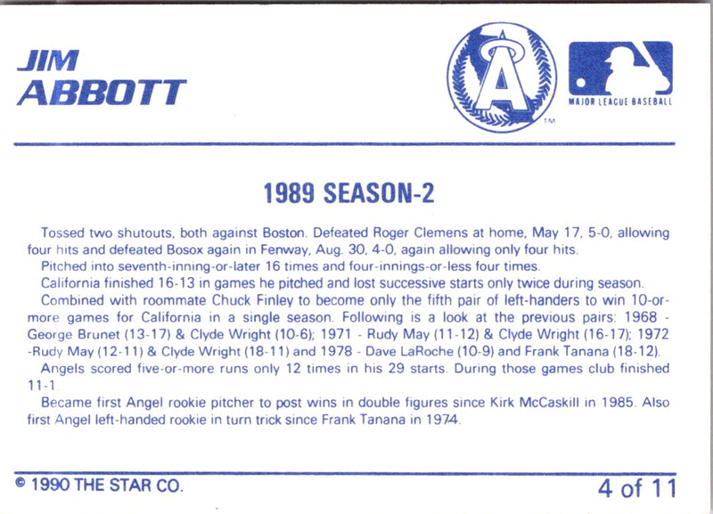 1990 Star Jim Abbott Jim Abbott