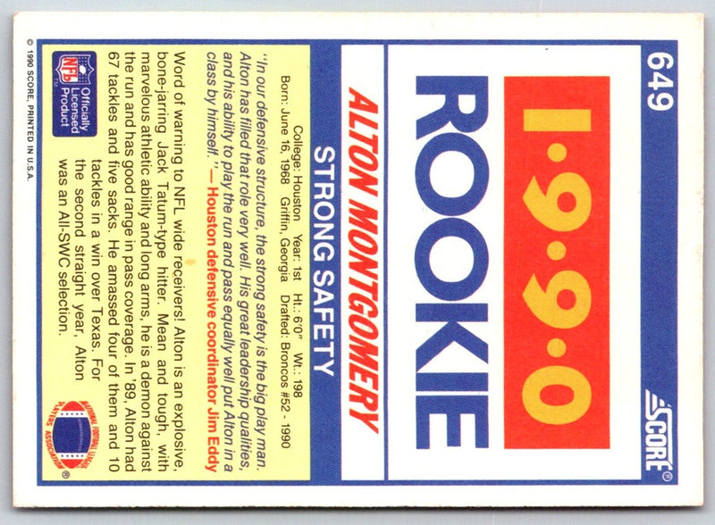 1990 Score Alton Montgomery