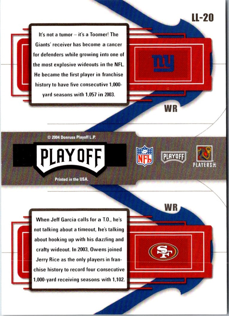 2004 Playoff Prestige League Leaders Amani Toomer/Terrell Owens