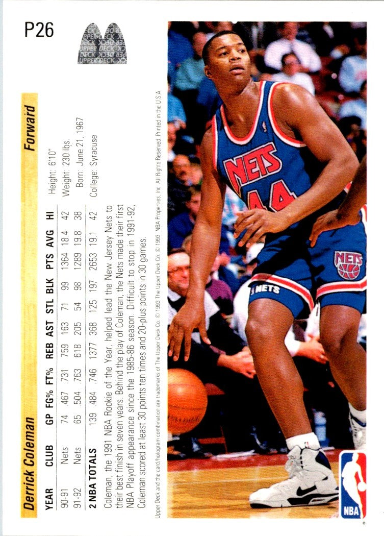 1992 Upper Deck McDonald's Derrick Coleman