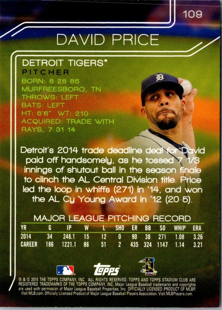 2015 Stadium Club David Price