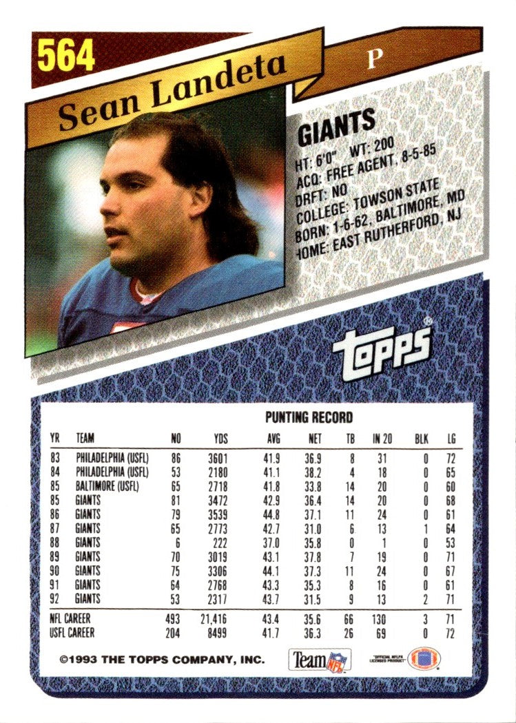 1993 Topps Sean Landeta