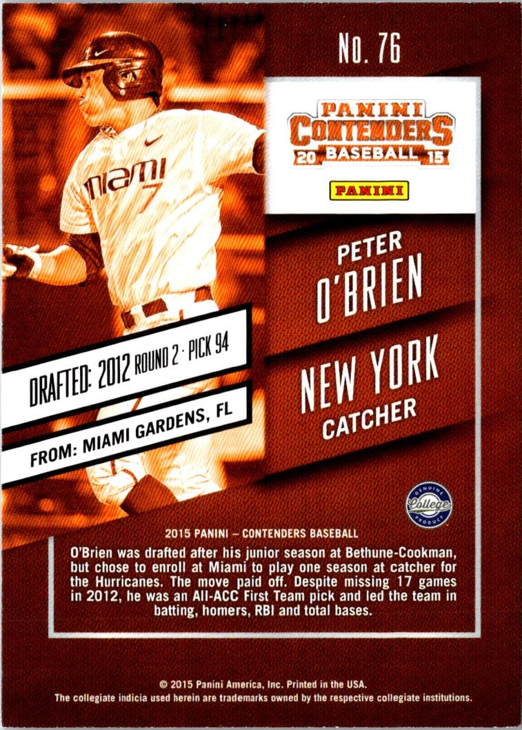 2015 Panini Immaculate Collegiate Materials Peter O'Brien