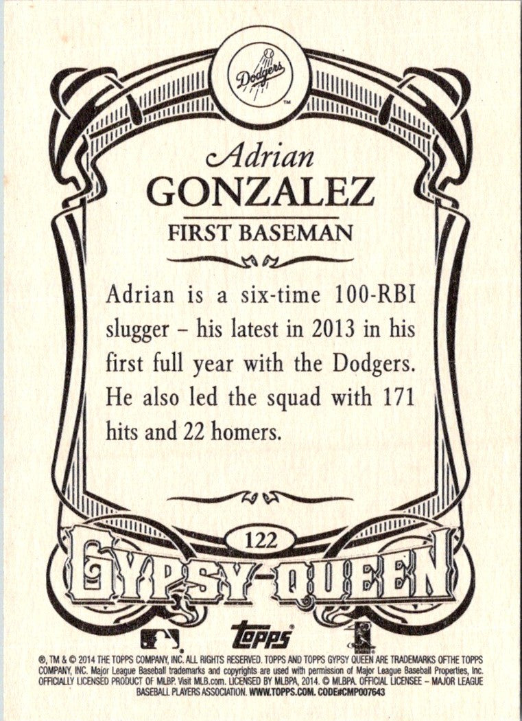 2014 Topps Gypsy Queen Adrian Gonzalez