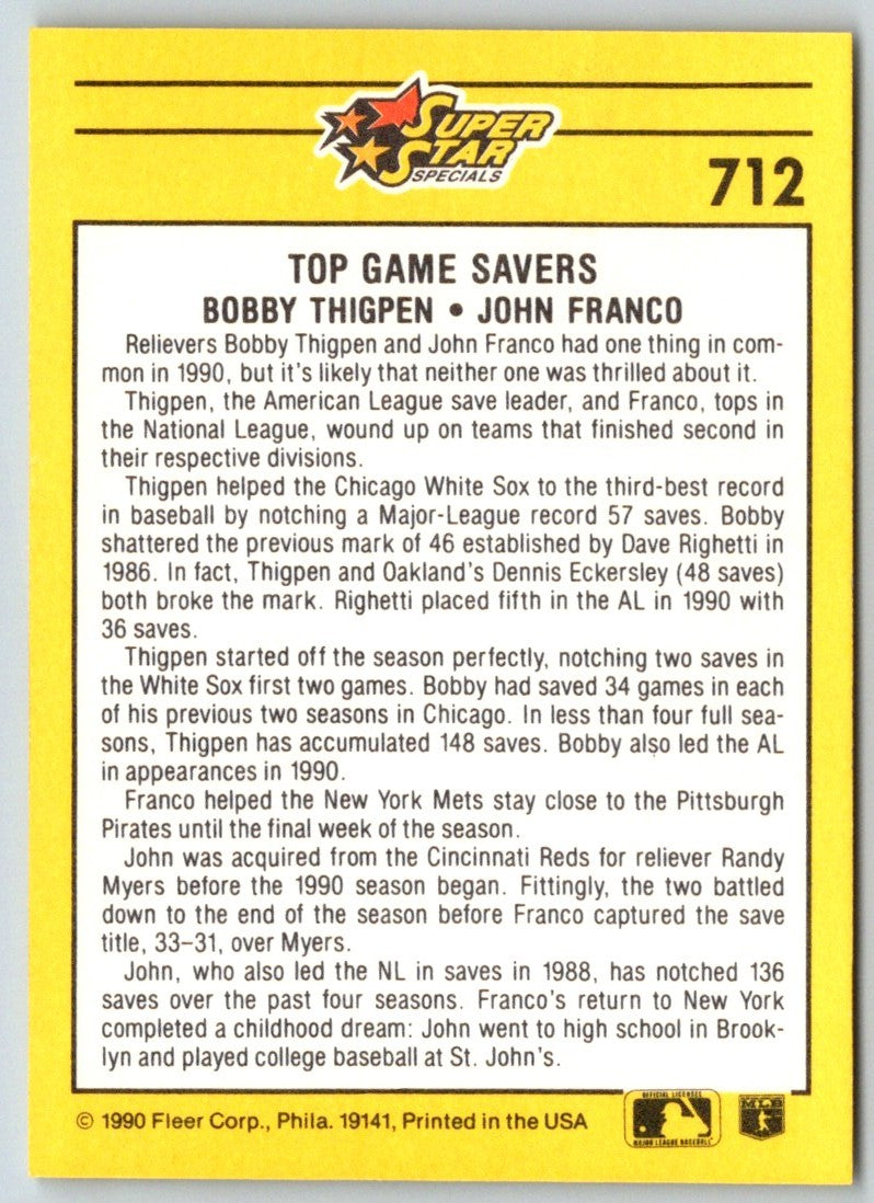 1991 Fleer John Franco/Bobby Thigpen