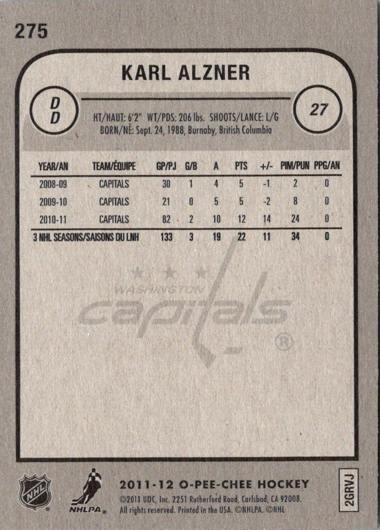 2011 O-Pee-Chee Karl Alzner