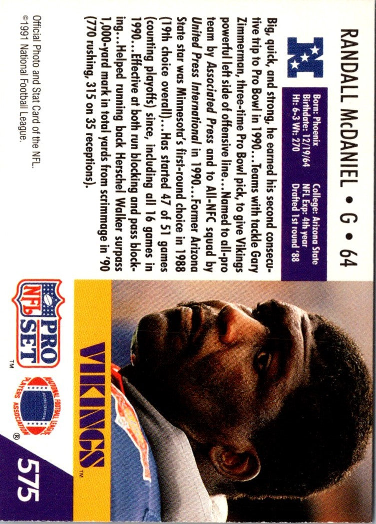 1991 Pro Set Randall McDaniel