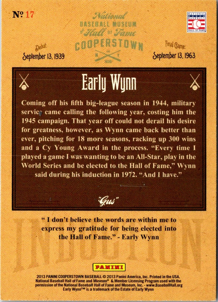 2013 Panini Cooperstown Induction Early Wynn