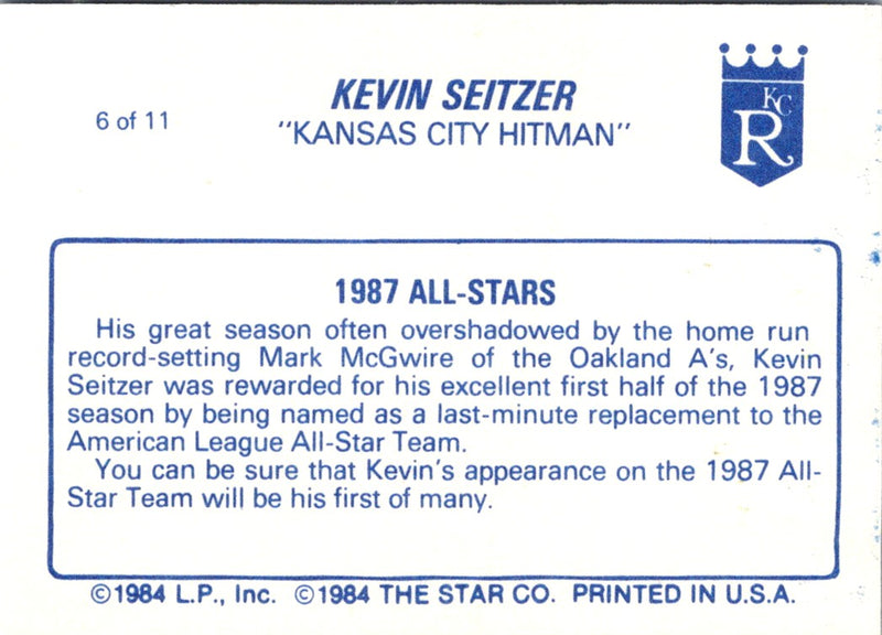 1988 Star Kevin Seitzer Kevin Seitzer