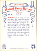 1983 Donruss Hall of Fame Heroes Bob Feller