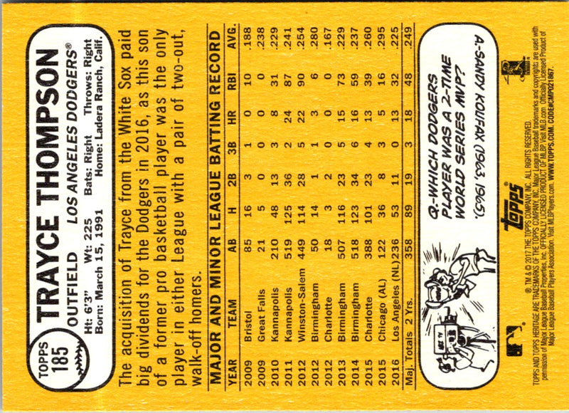 2017 Topps Heritage Trayce Thompson