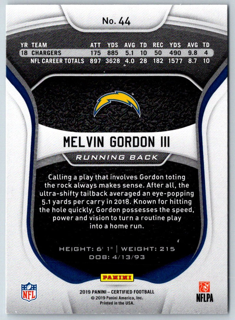 2019 Panini Certified Melvin Gordon III