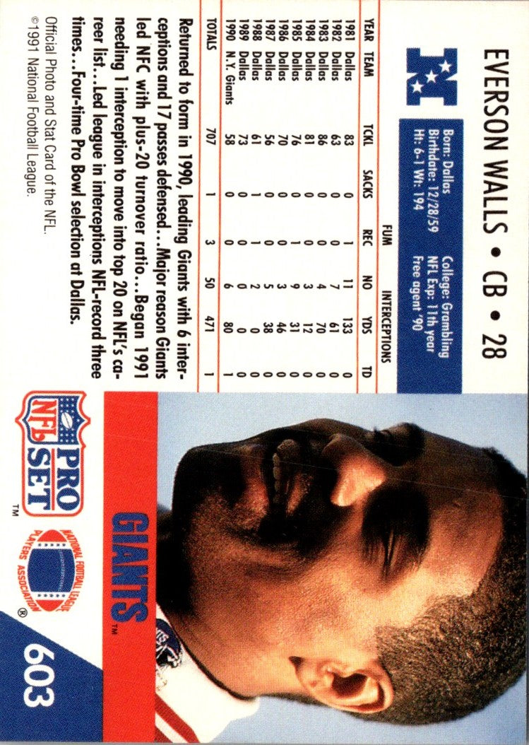 1991 Pro Set Spanish Everson Walls