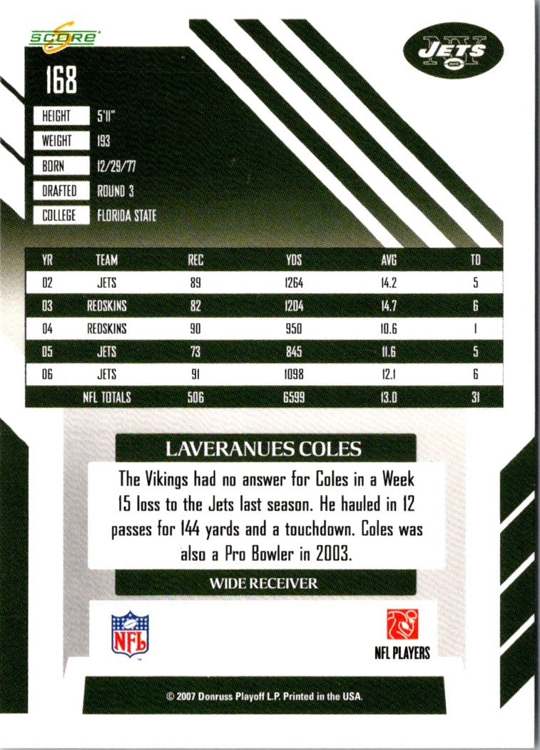 2007 Score Laveranues Coles