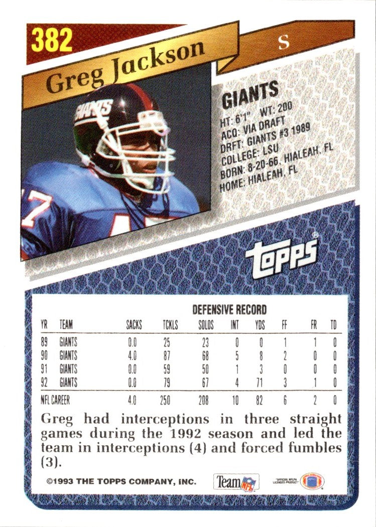 1993 Topps Greg Jackson