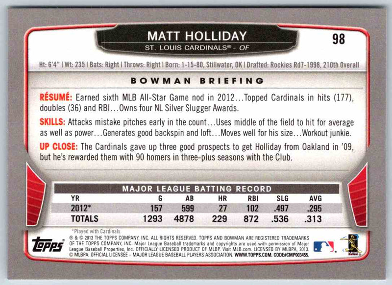 2013 Bowman Matt Holliday