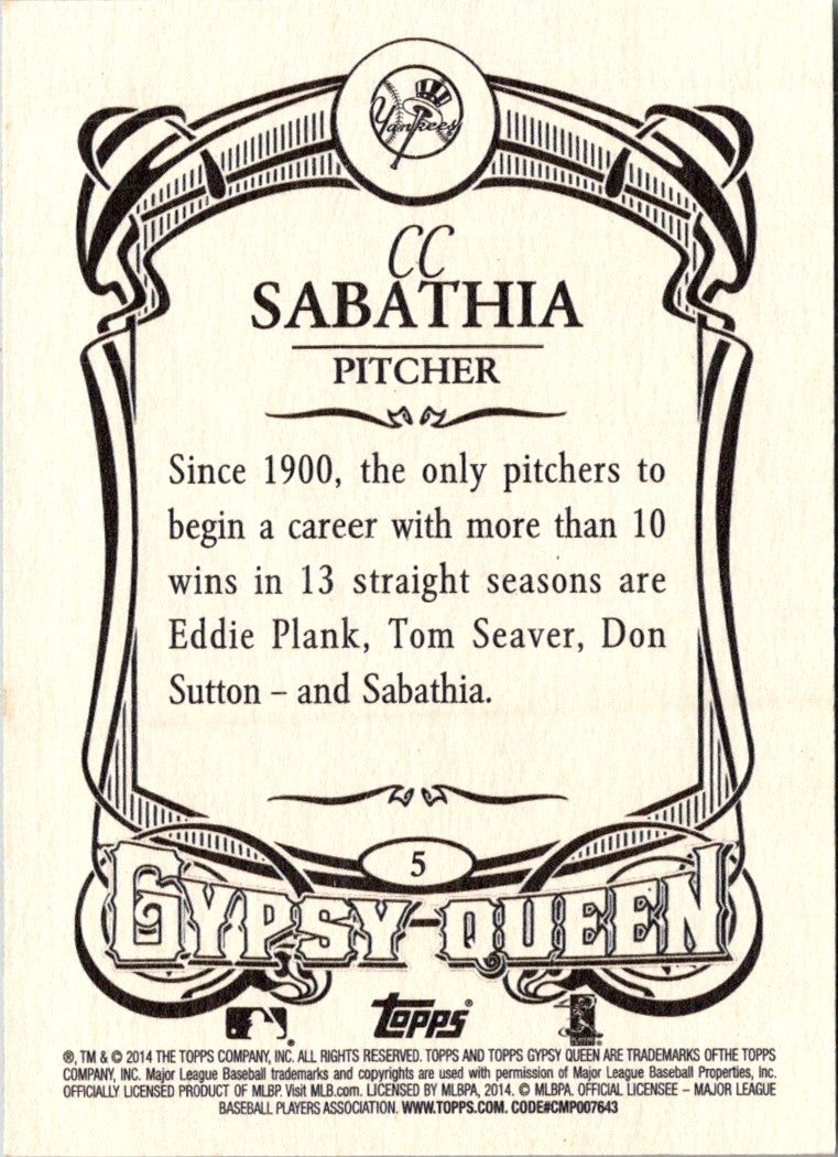 2014 Topps Gypsy Queen CC Sabathia