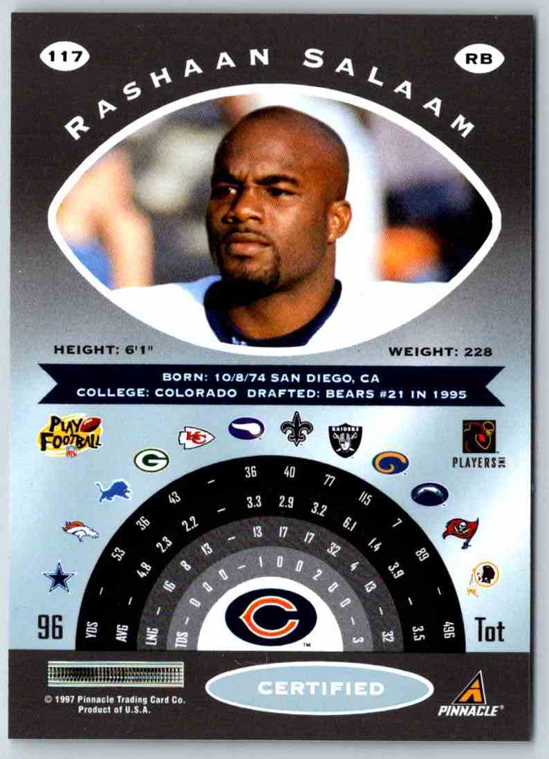 1997 Pinnacle Certified NFL Rashaan Salaam