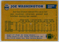 1982 Topps Joe Washington #524