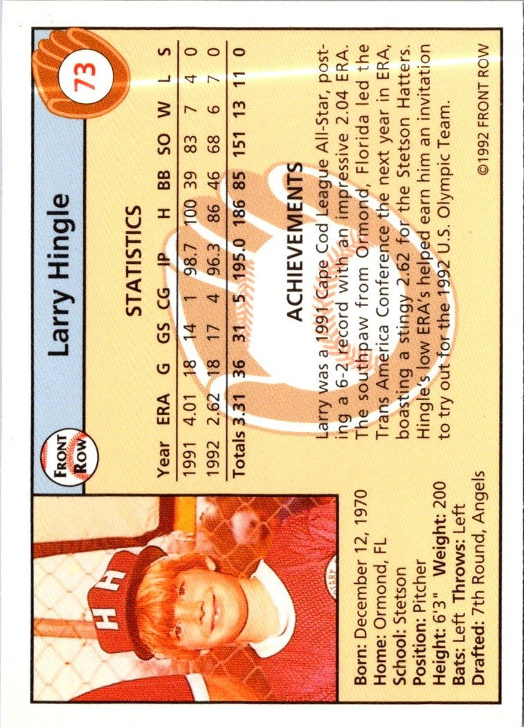 1992 Front Row Draft Picks Larry Hingle