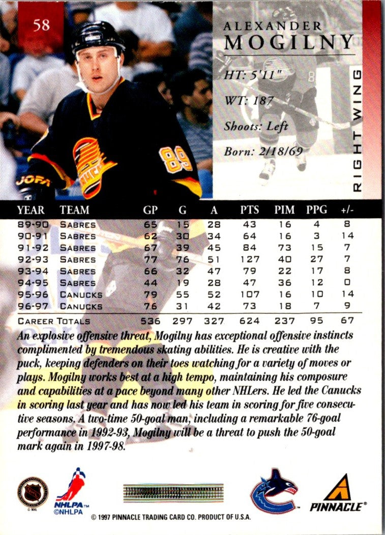 1997 Pinnacle Alexander Mogilny