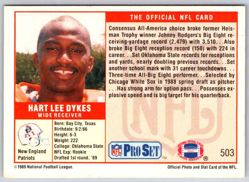 1989 NFL Proset Hart Lee Dykes
