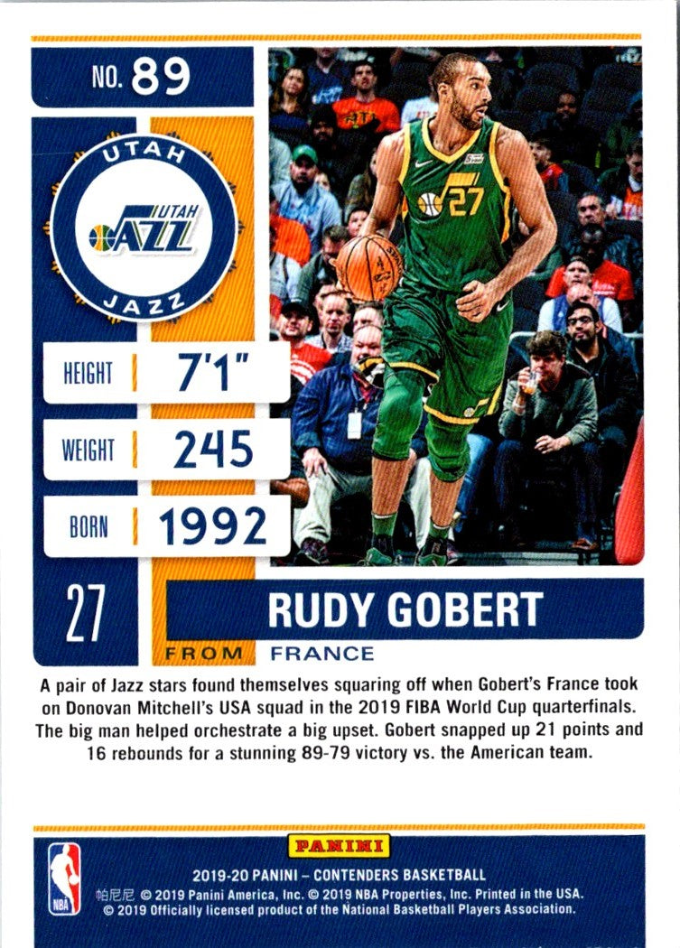 2019 Panini Contenders Rudy Gobert