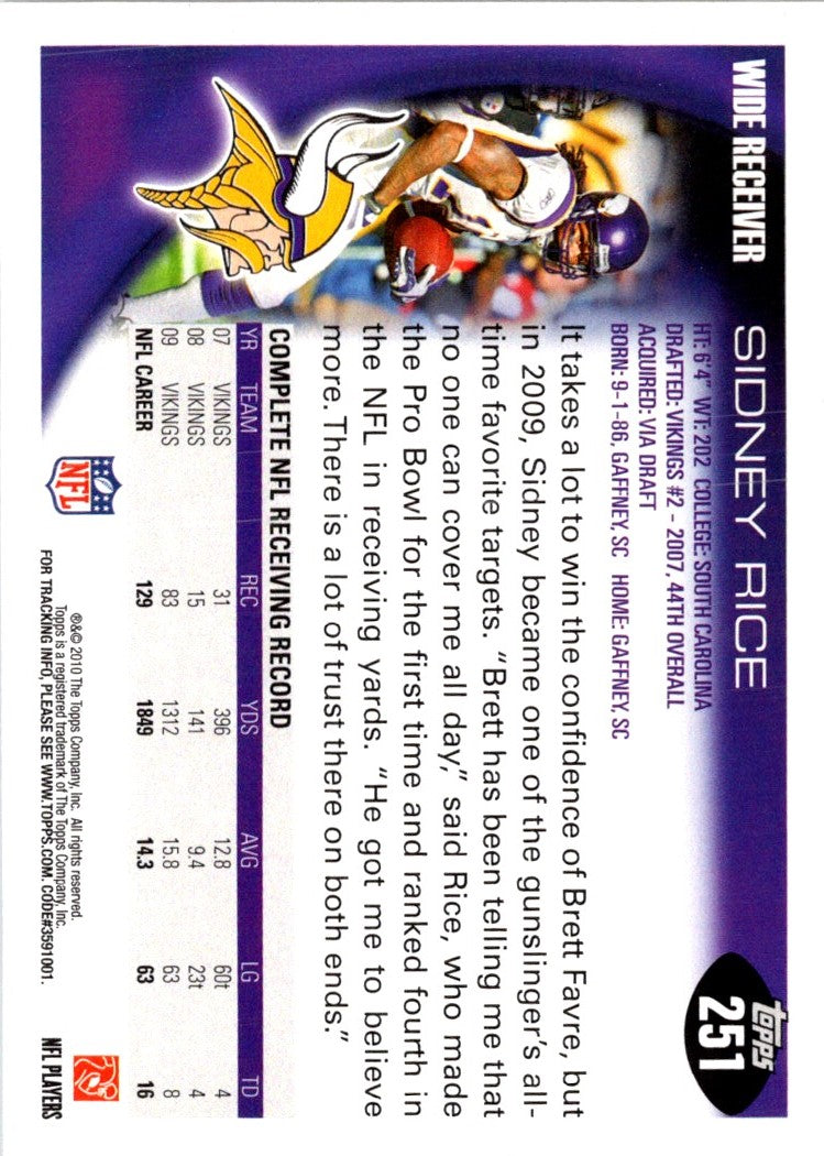 2010 Topps Sidney Rice