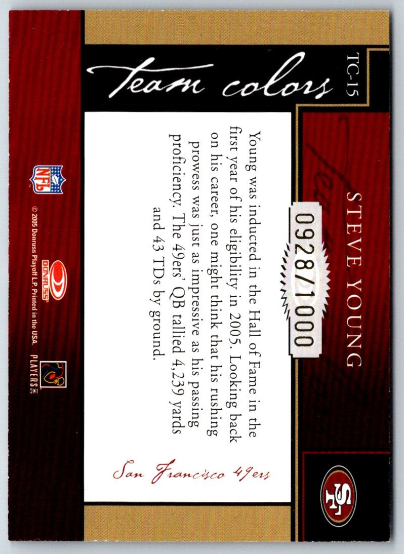 2005 Donruss Classics Team Colors Bronze Steve Young