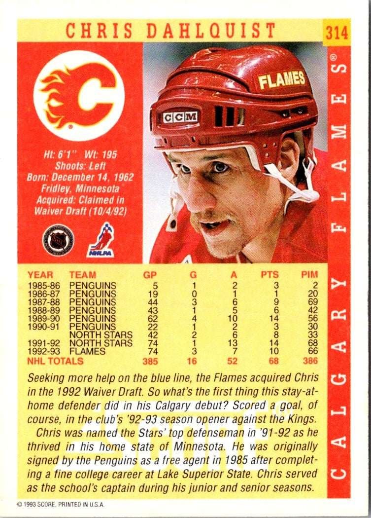 1993 Score Chris Dahlquist
