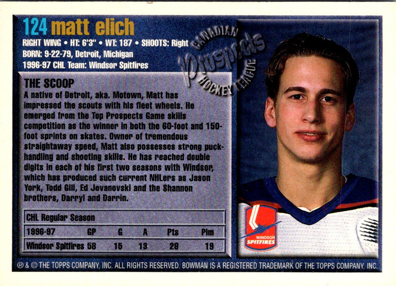 1997 Bowman CHL Matt Elich