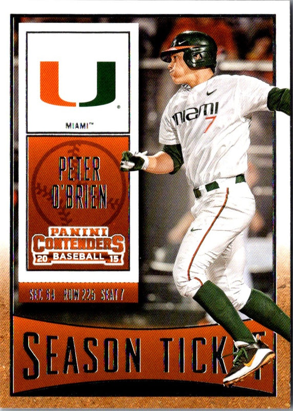 2015 Panini Immaculate Collegiate Materials Peter O'Brien #7 Autograph /99