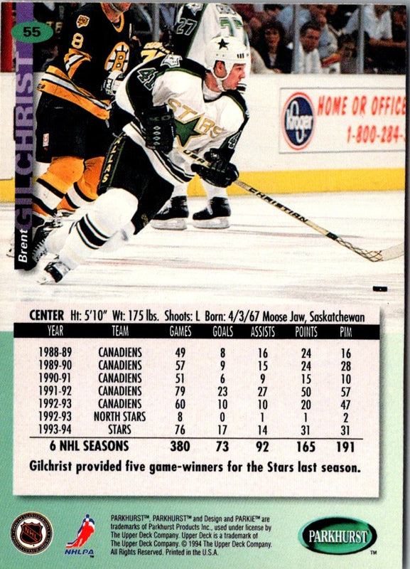 1994 Parkhurst Brent Gilchrist #55