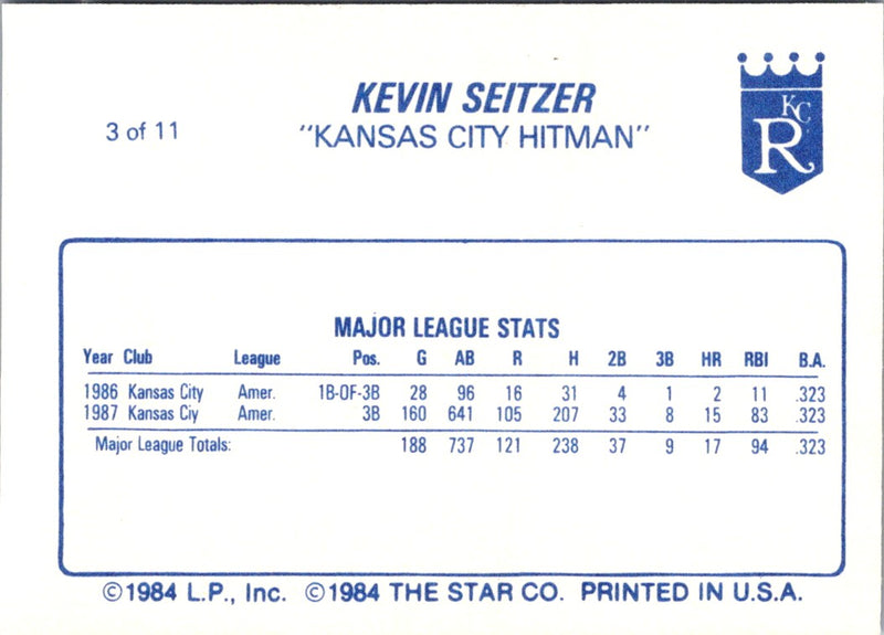 1988 Star Kevin Seitzer Kevin Seitzer