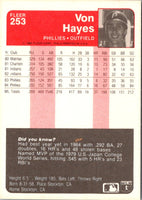 1985 Fleer Von Hayes #253