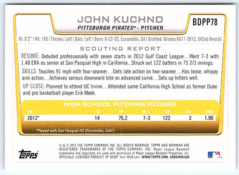 2012 Bowman John Kuchno