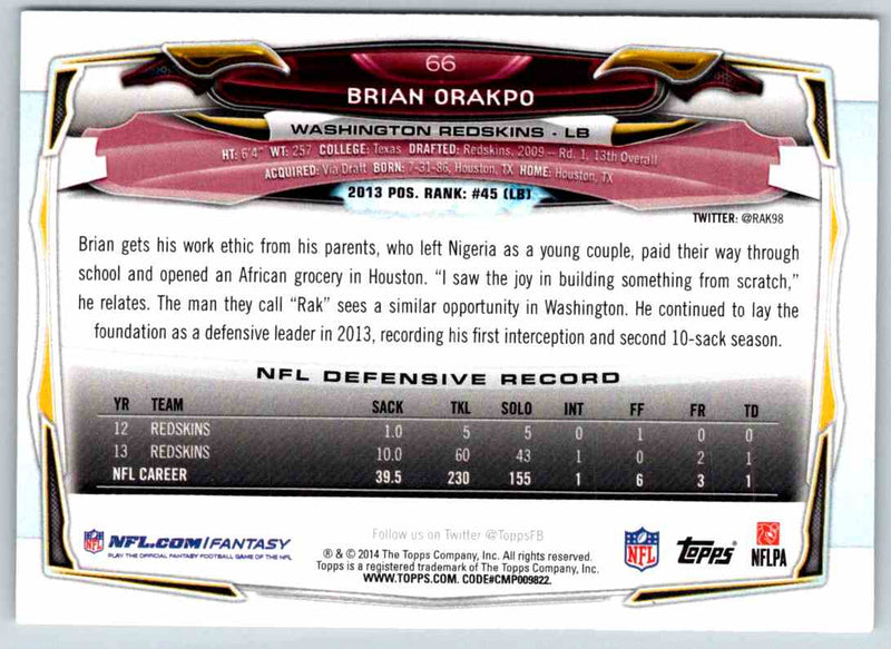 2014 Topps Brian Orakpo