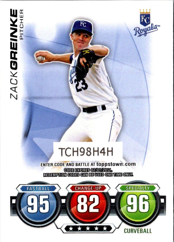 2010 Topps Attax Code Cards Zack Greinke #NNO