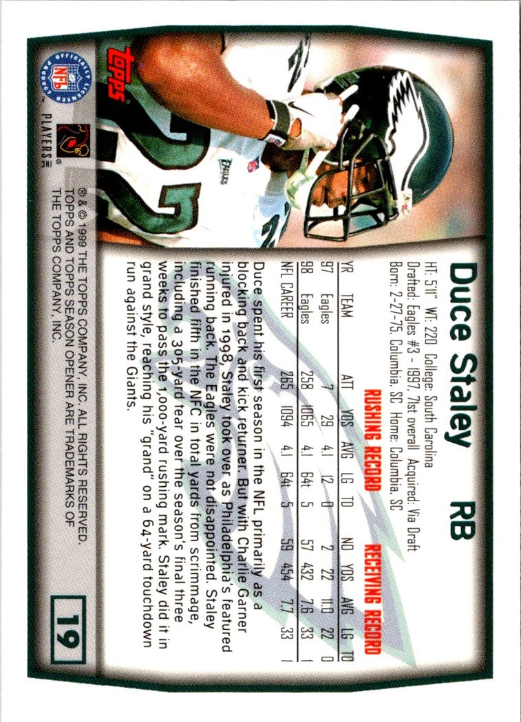 1999 Topps Season Opener Duce Staley